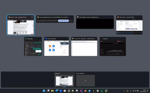 Schermata delle applicazioni attive sul computer